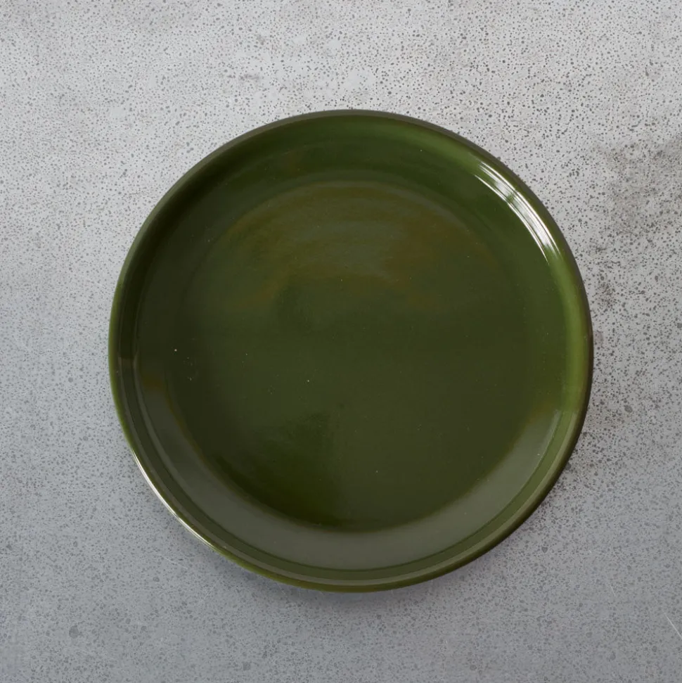 2031 MARUMITSU POTERIE Assiette plate Causette - Vert< Dinner Plates