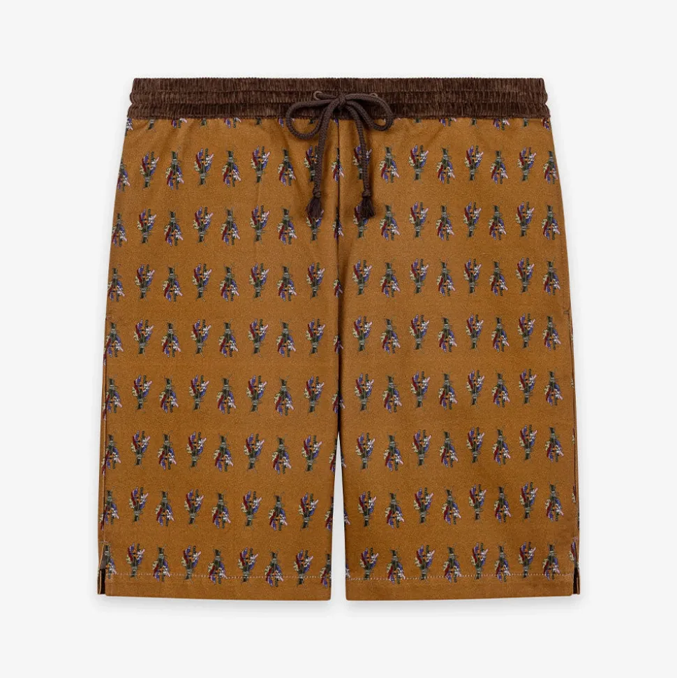 CALEB - Short à motif flora - Marron< Shorts