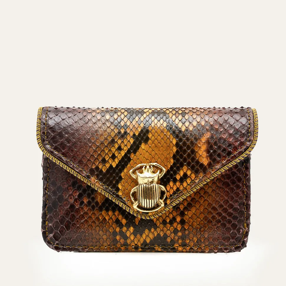 Claris Virot - Porte Carte Python Alex - Marron<Women Wallets | Wallets