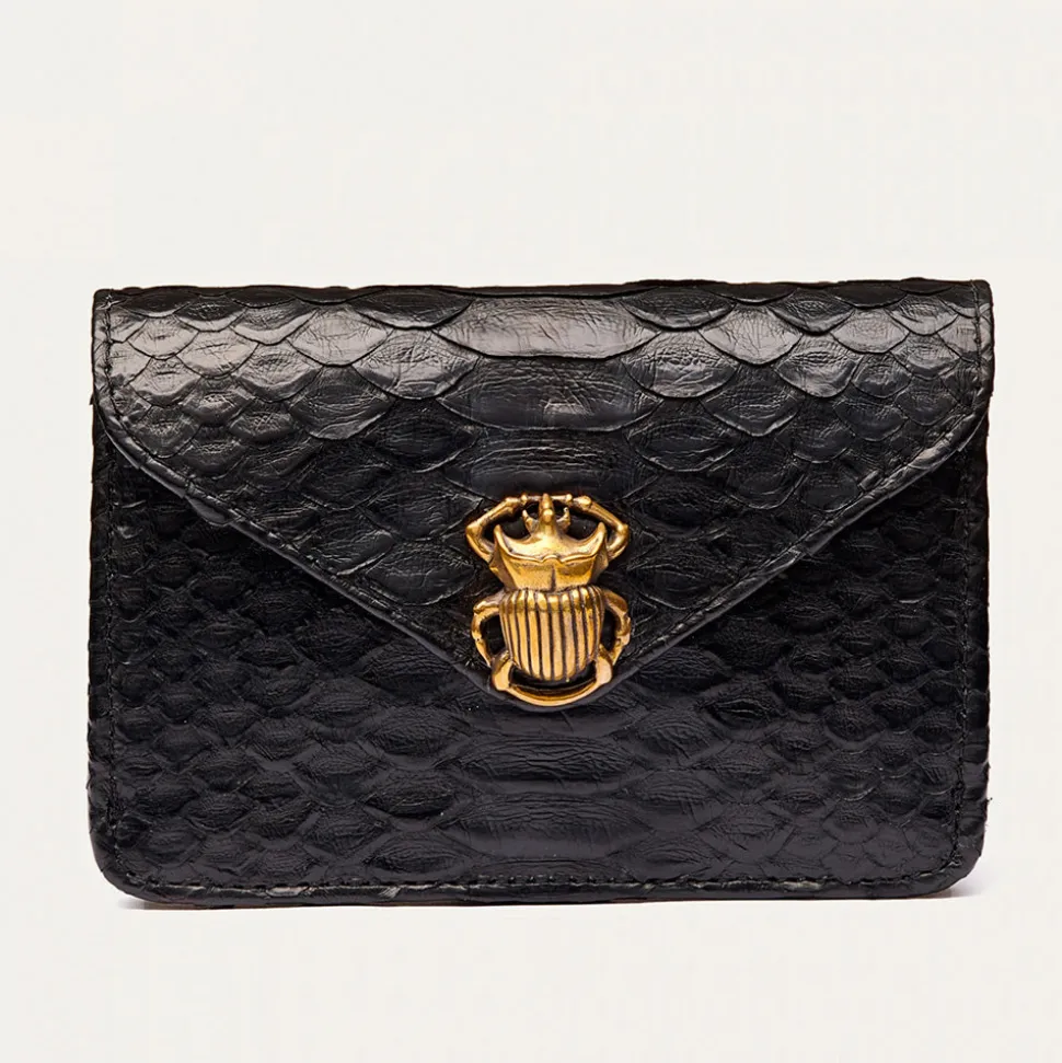 Claris Virot - Porte Carte Python Alex - Noir<Women Wallets | Wallets