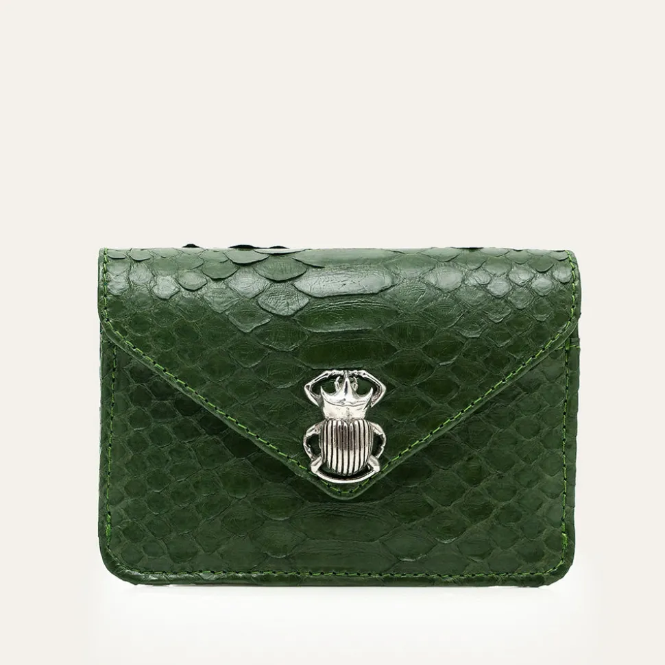 Claris Virot - Porte Carte Python Alex - Vert<Women Wallets | Wallets