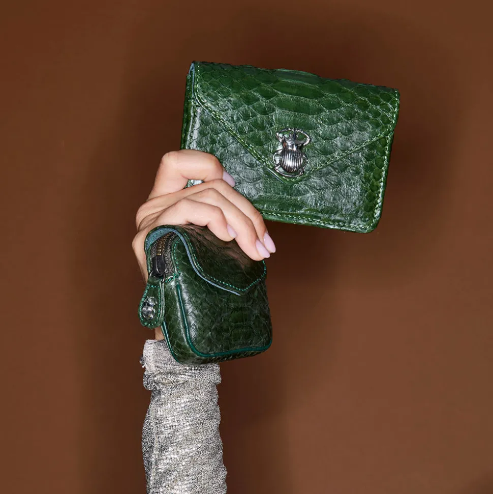 Claris Virot - Porte Monnaie Karl - Vert Python<Women Wallets | Wallets