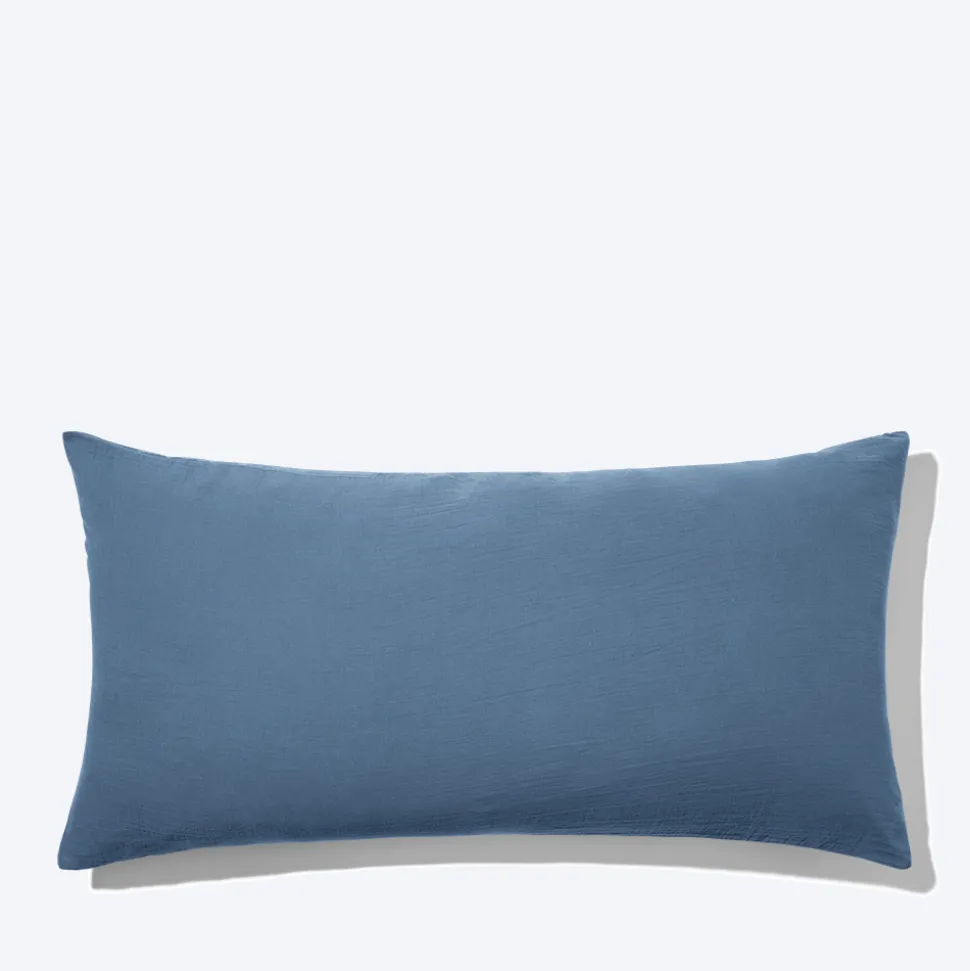 2100 GAZEX Coussin rectangle en gaze de coton - Bleu zinc< Cushions | Xl Cushions