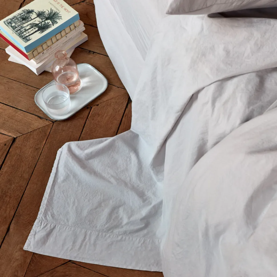 1700 COTEX Drap plat en percale de coton - Gris Pavot< Flat Sheets