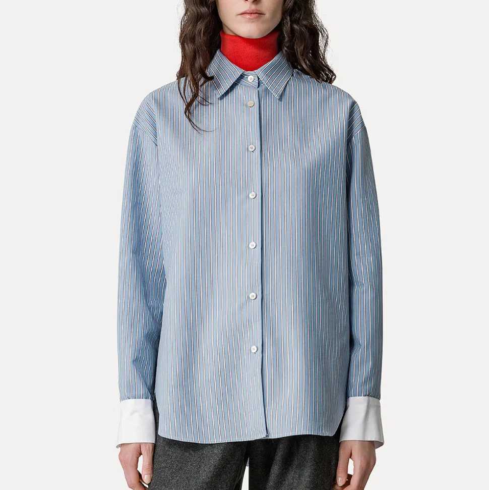 Forte_Forte - Chemise rayé - Bleu<Women Shirts