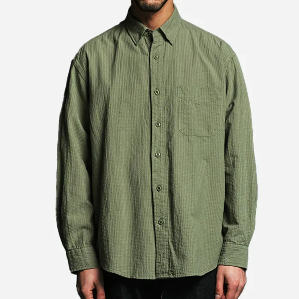 FRIZMWORKS - Chemise Dobby Weave Seersucker - Olive< Shirts