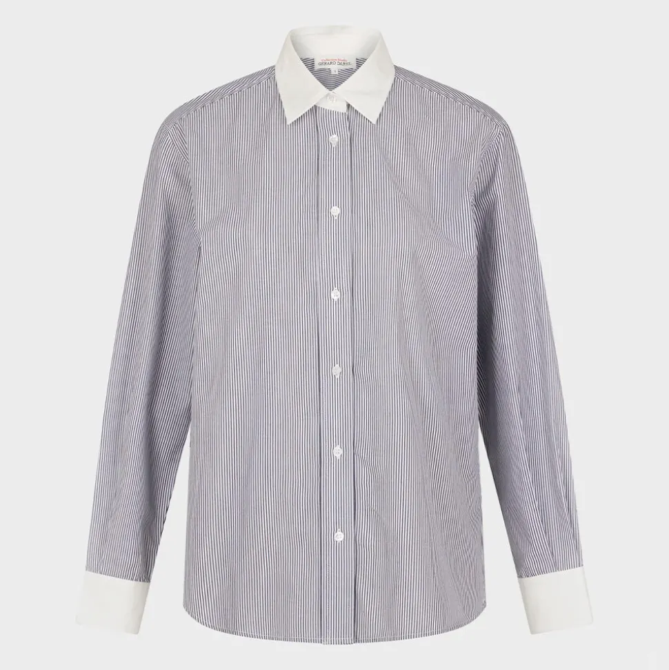 GERARD DAREL - Chemise à rayures et col blanc - Anthracite<Women Shirts