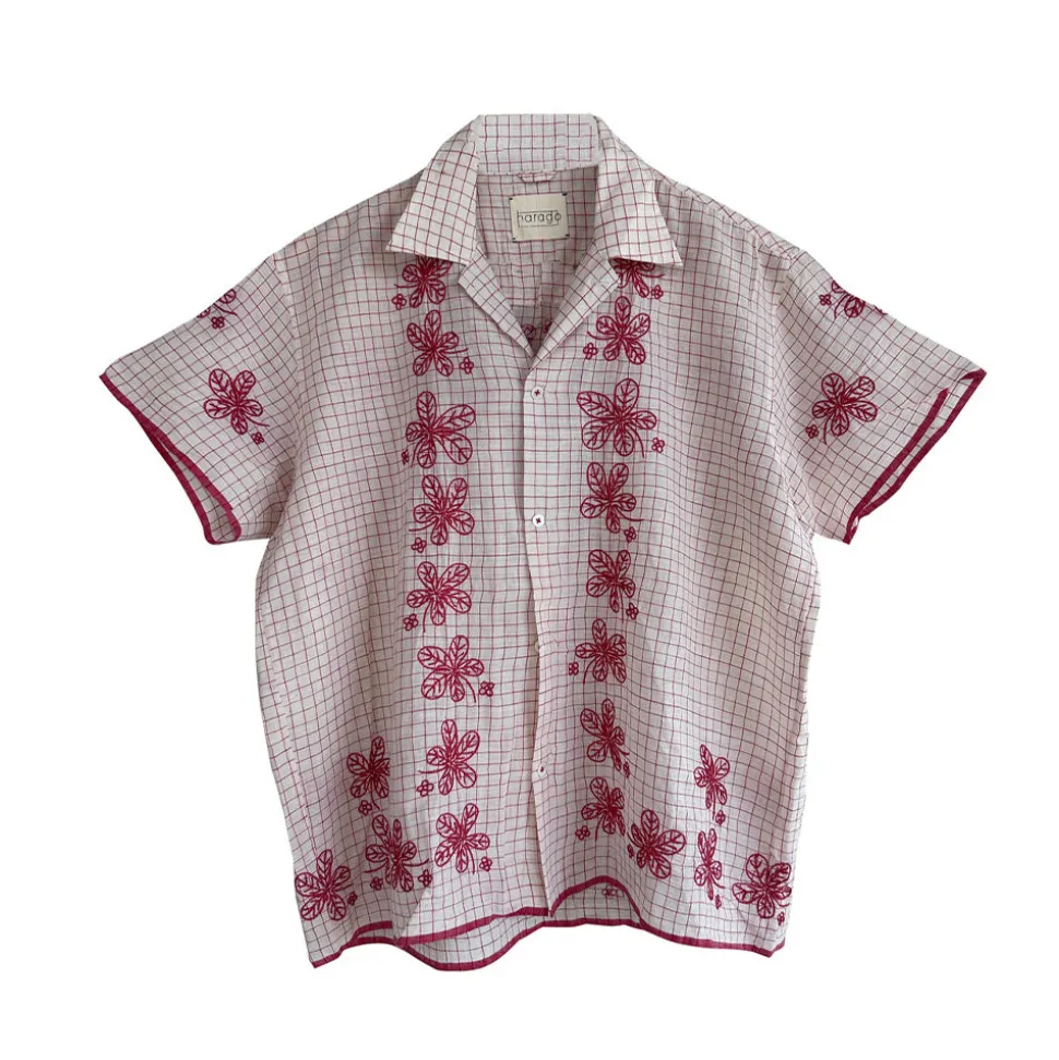 Harago - Chemise brodé Floral - Blanc< Shirts