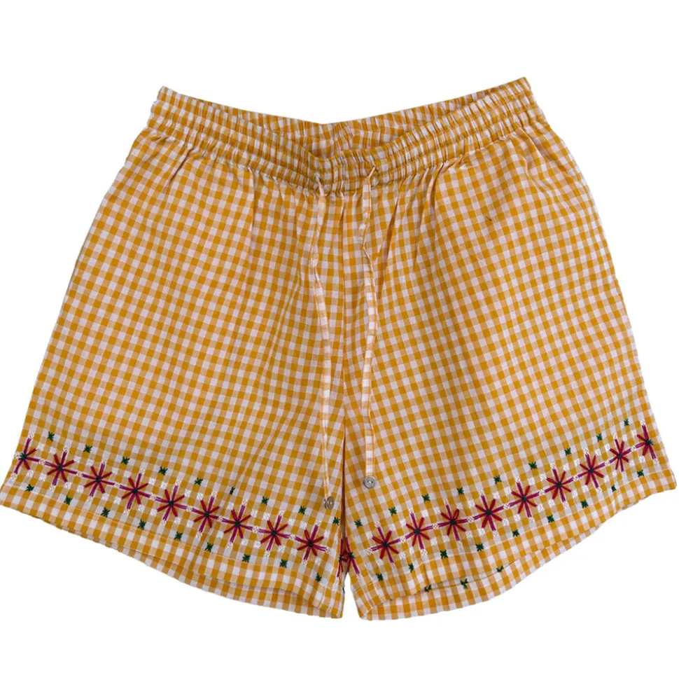 Harago - Short brodé - Jaune< Shorts