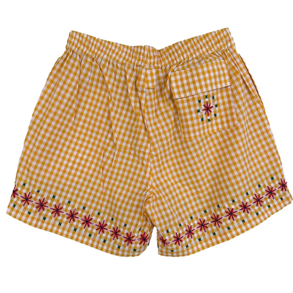 Harago - Short brodé - Jaune< Shorts