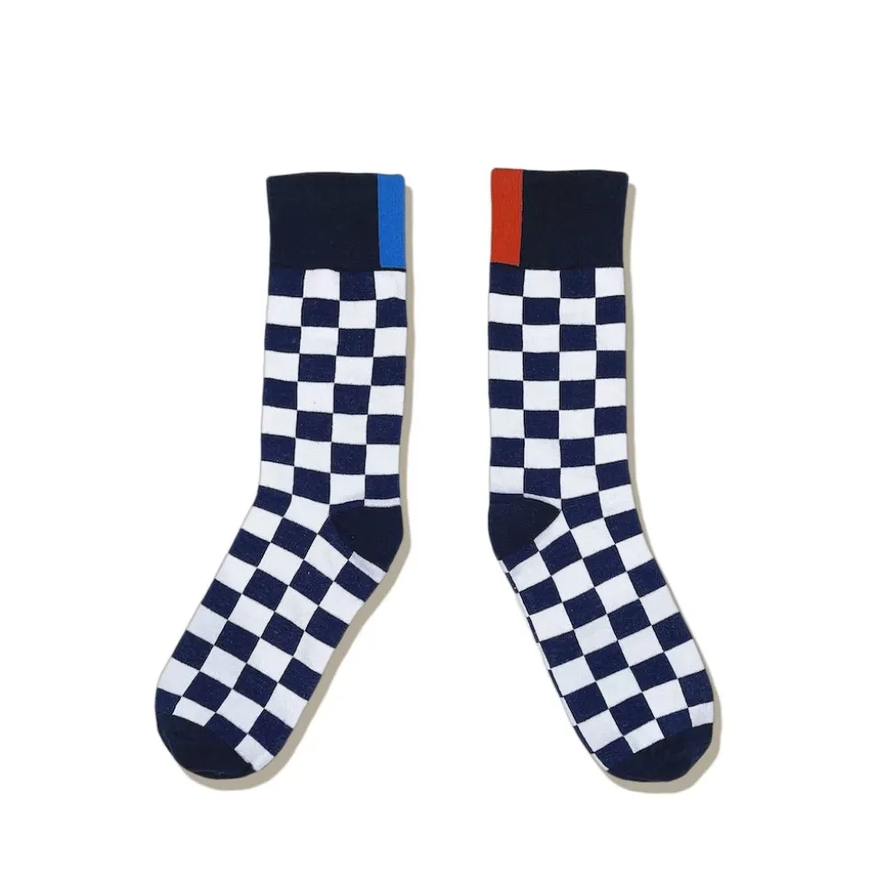 Kule - Chaussettes Check - Marine<Women Socks | Socks