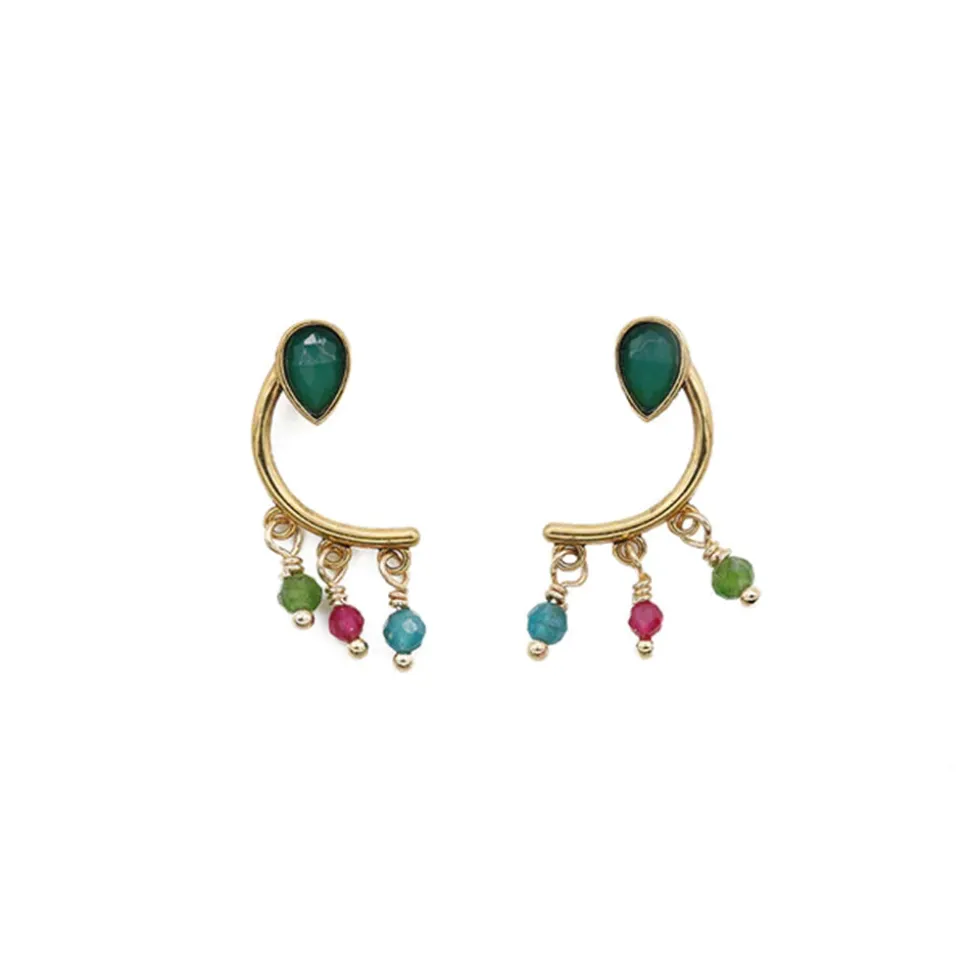 LA2L - Boucles d'oreilles Isha - Pampilles Vert<Women Earrings