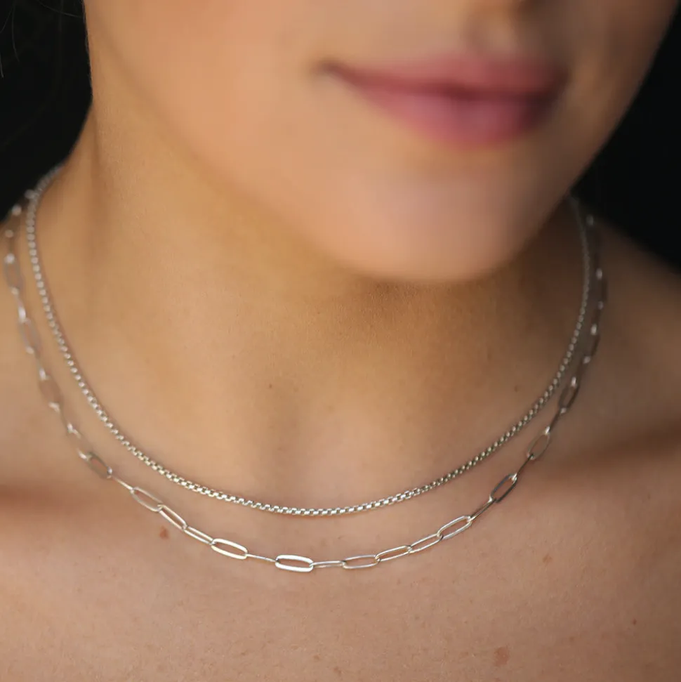 MARA SCALISE - Collier Thin Box Chain - Silver<Women Necklaces