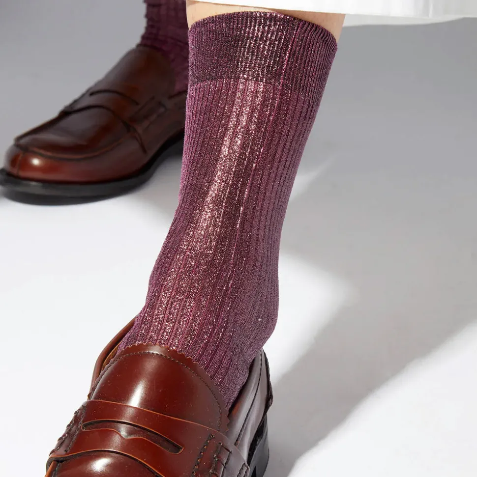 Maria La Rosa - Chaussettes One Ribbed Laminate - Bordeaux<Women Socks | Socks