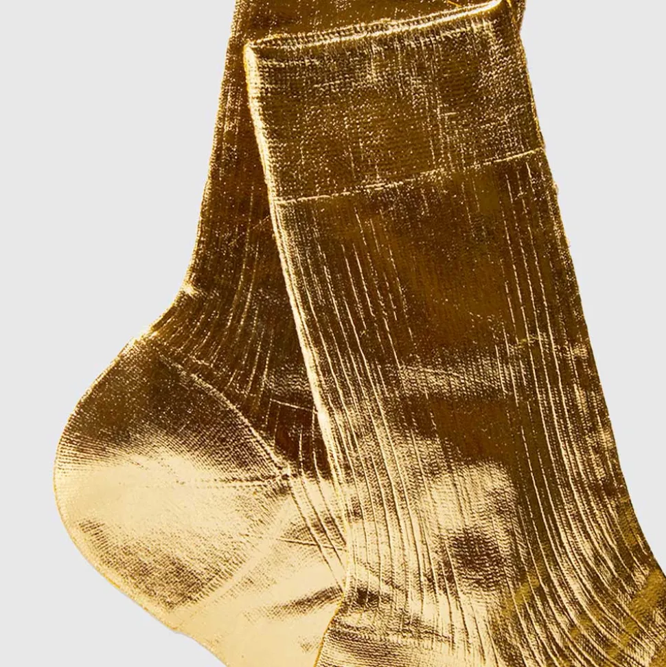 Maria La Rosa - Chaussettes One Ribbed Laminate - Or<Women Socks | Socks