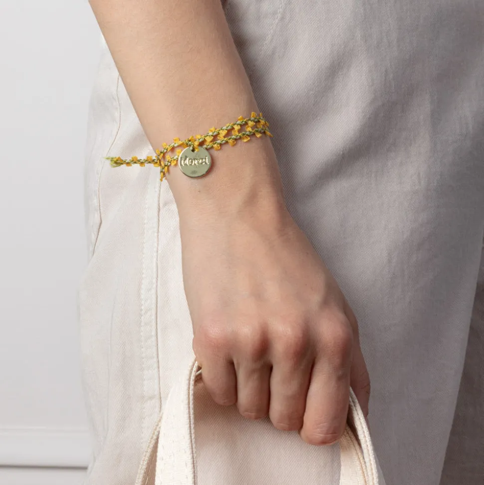 MERCI CAT JEMMAPES Merci - Bracelet médaille Jardin - Fleur Jaune<Women Bracelets Merci | Bracelets