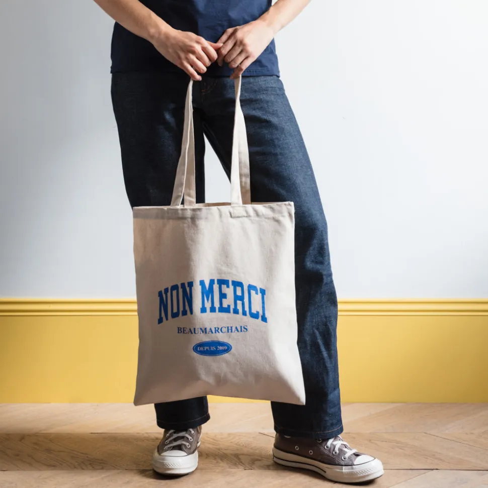 M05 Merci - Sac Tote Bag College Non Merci - Bleu< Bags