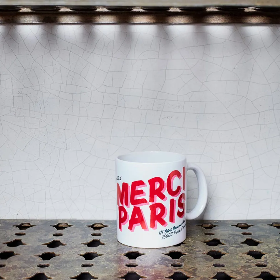 1799 MARKM LASER Mug Merci Paris - Rouge< Cups