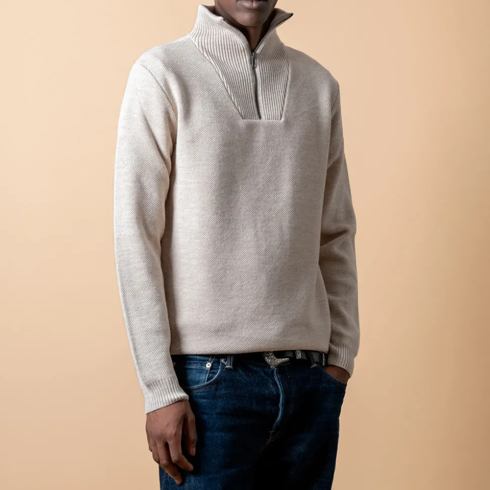 NITTO KNITWEAR - Pull Youri Camionneur - Naturel< Knitwear