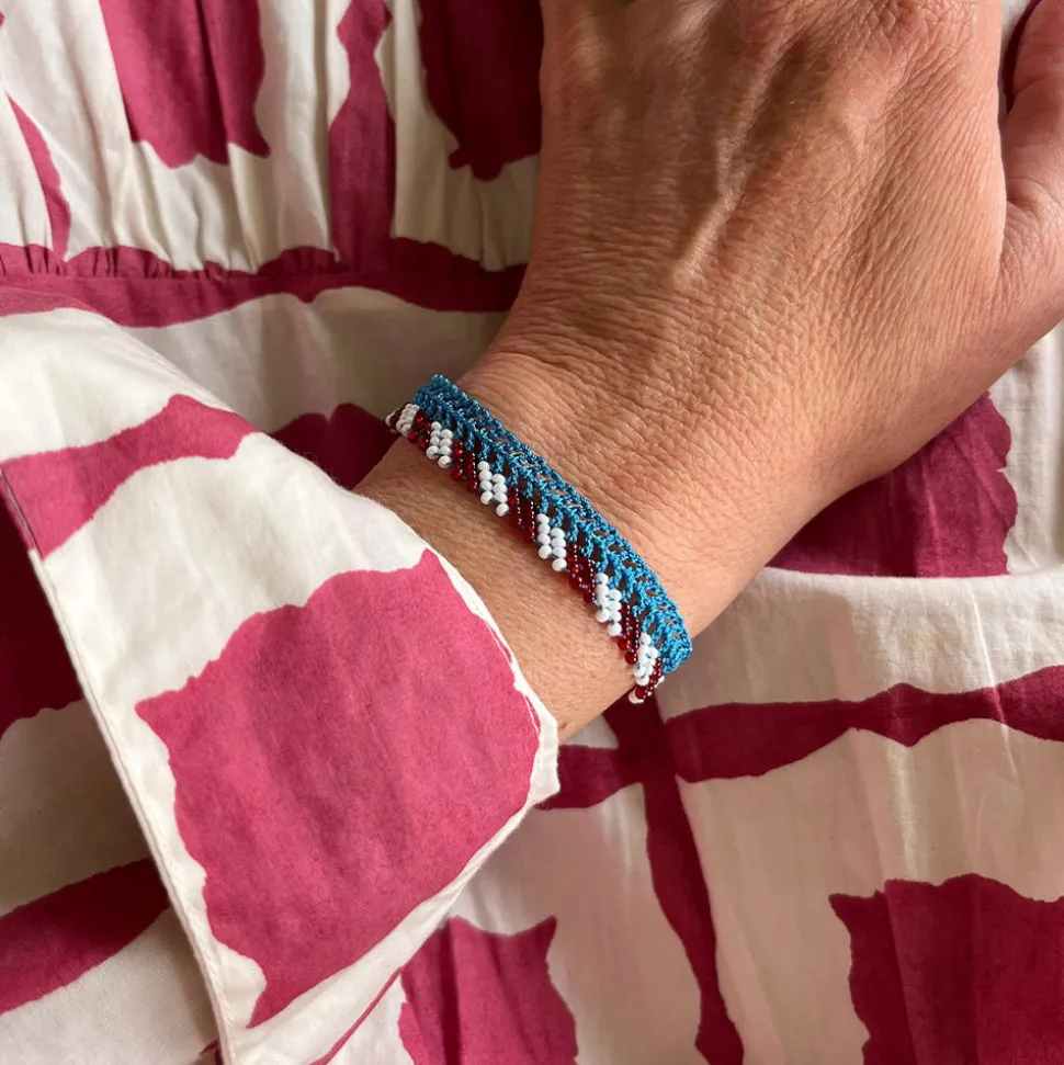 OTTOMANIA - Bracelet crochet Stripes - Bleu<Women Bracelets