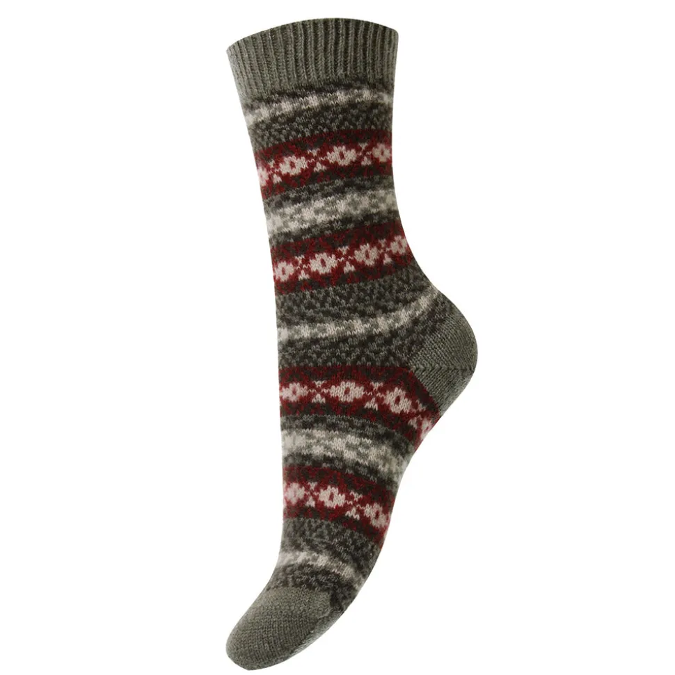 Pantherella - Chaussettes Cachemire Fair Isle - Vert<Women Socks | Socks