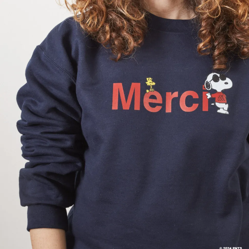 M05 Peanuts x Merci - Sweat Merci - Marine<Women Sweats | Sweats