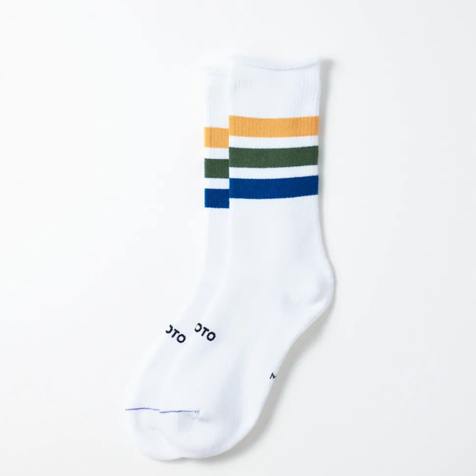 ROTOTO - Chaussettes 3 bandes - Bleu/Vert/Jaune<Women Socks | Socks