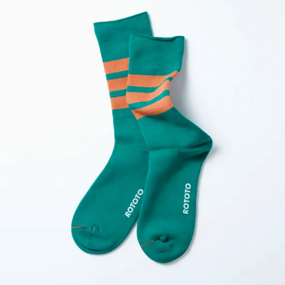 Rototo - Chaussettes Rayées - Vert & Orange<Women Socks | Socks