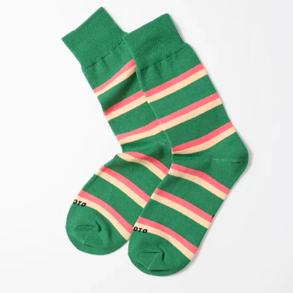 ROTOTO - Chaussettes Rayées - Vert Sapin<Women Socks | Socks