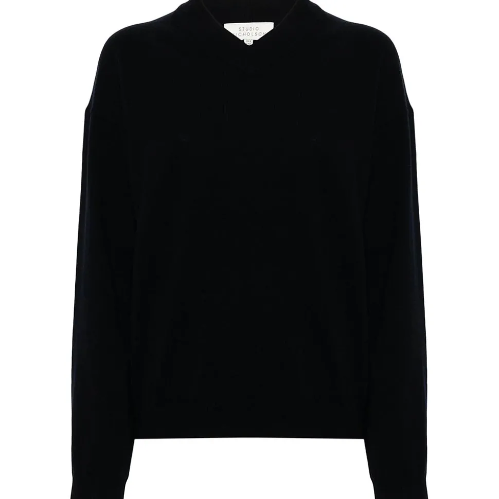 Studio Nicholson - Pull Fiore - Marine<Women Knitwear