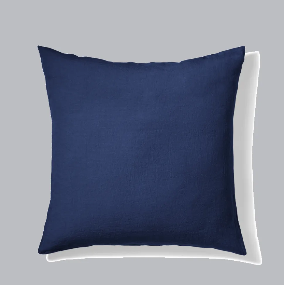 200 LINTEX Taie d'oreiller en lin lavé - Bleu Shibori< Pillowcases