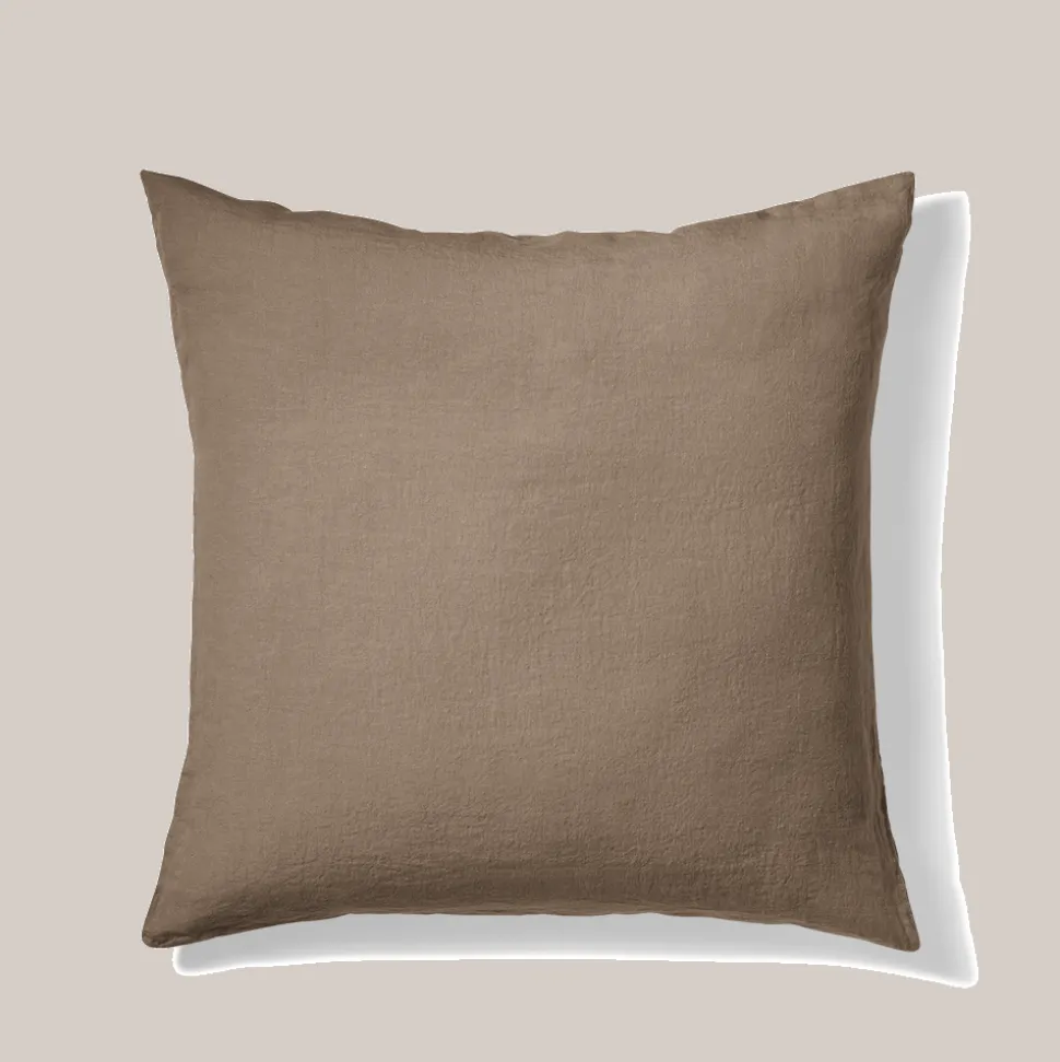 200 LINTEX Taie d'oreiller en lin lavé - Brun Cha Iro< Pillowcases