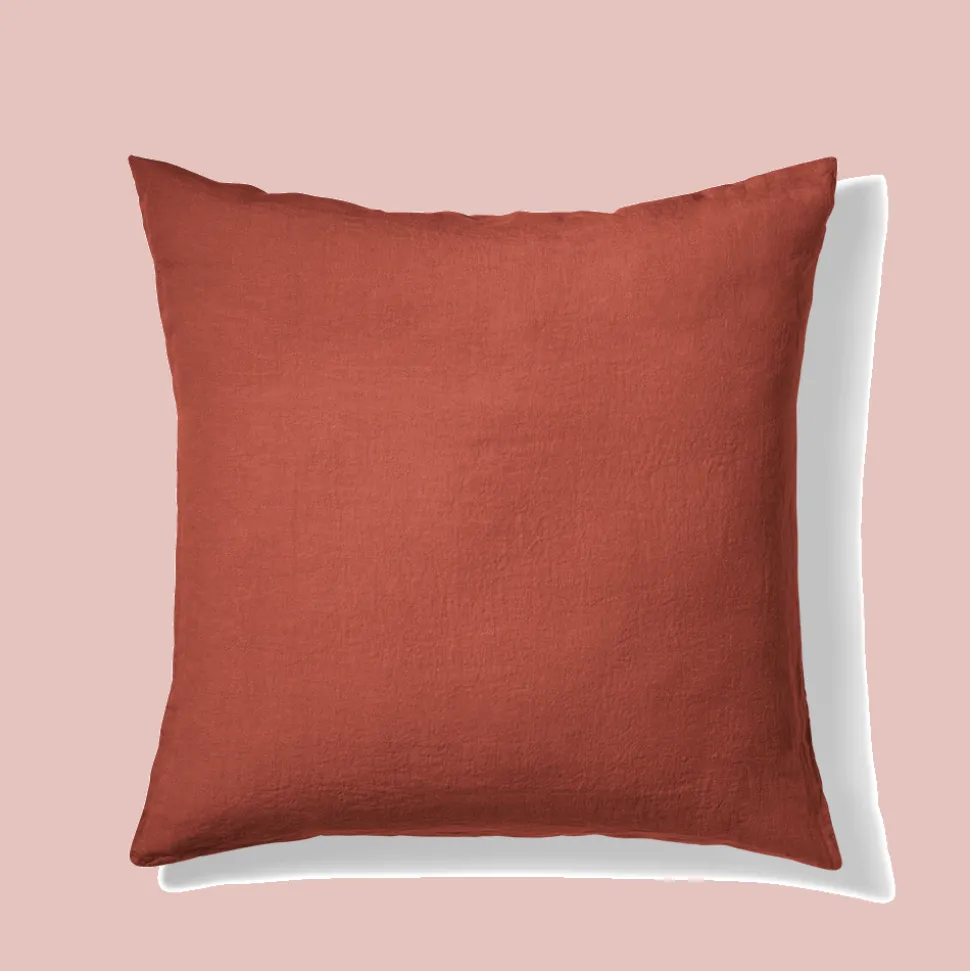 200 LINTEX Taie d'oreiller en lin lavé - Rouge Urushi< Pillowcases