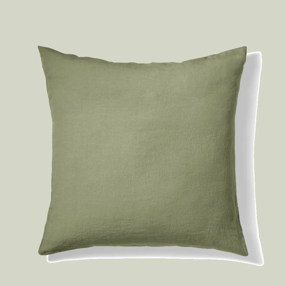 200 LINTEX Taie d'oreiller en lin lavé - Vert Komorebi< Pillowcases