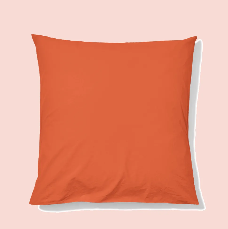 1700 COTEX Taie d'oreiller en percale de coton - Rouge Ocre< Pillowcases