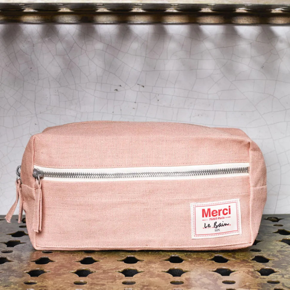 200 LINTEX Trousse de toilette en lin lavé - Rose Argile< Cosmetic Bags | Bathroom Accessories