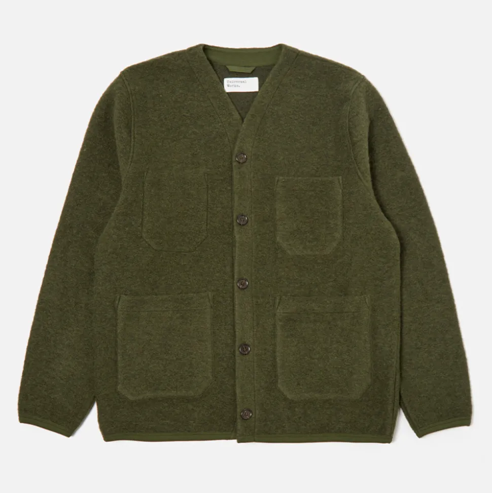 Universal Works - Cardigan à poches - Olive< Knitwear