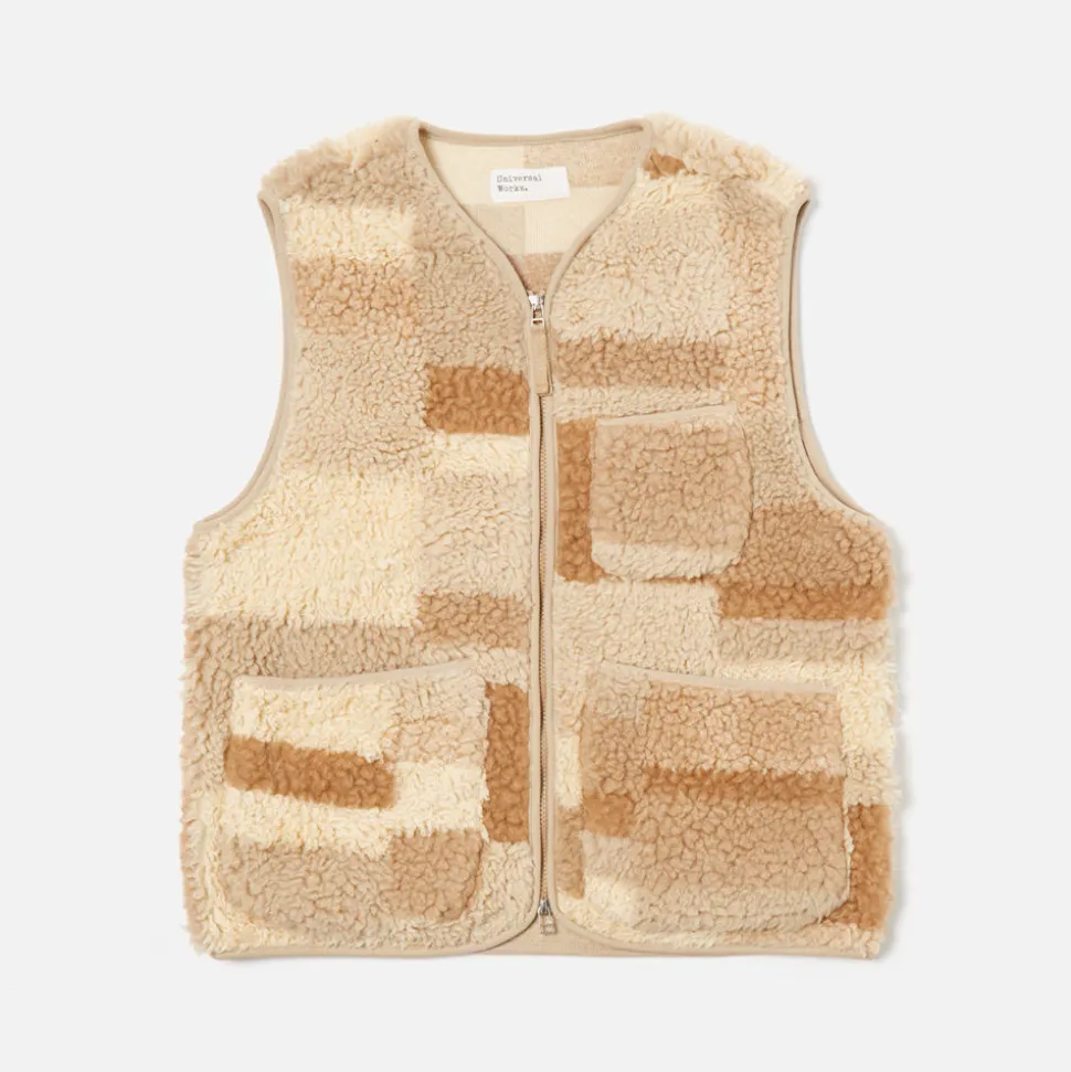 Universal Works - Gilet Zippé - Sand< Knitwear