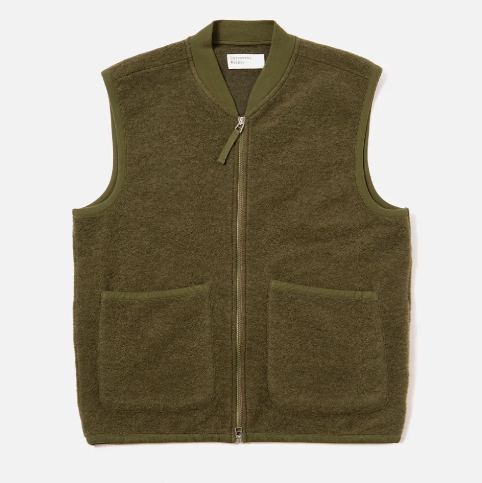 Universal Works - Veste Zip Waistcoat - Olive< Jackets