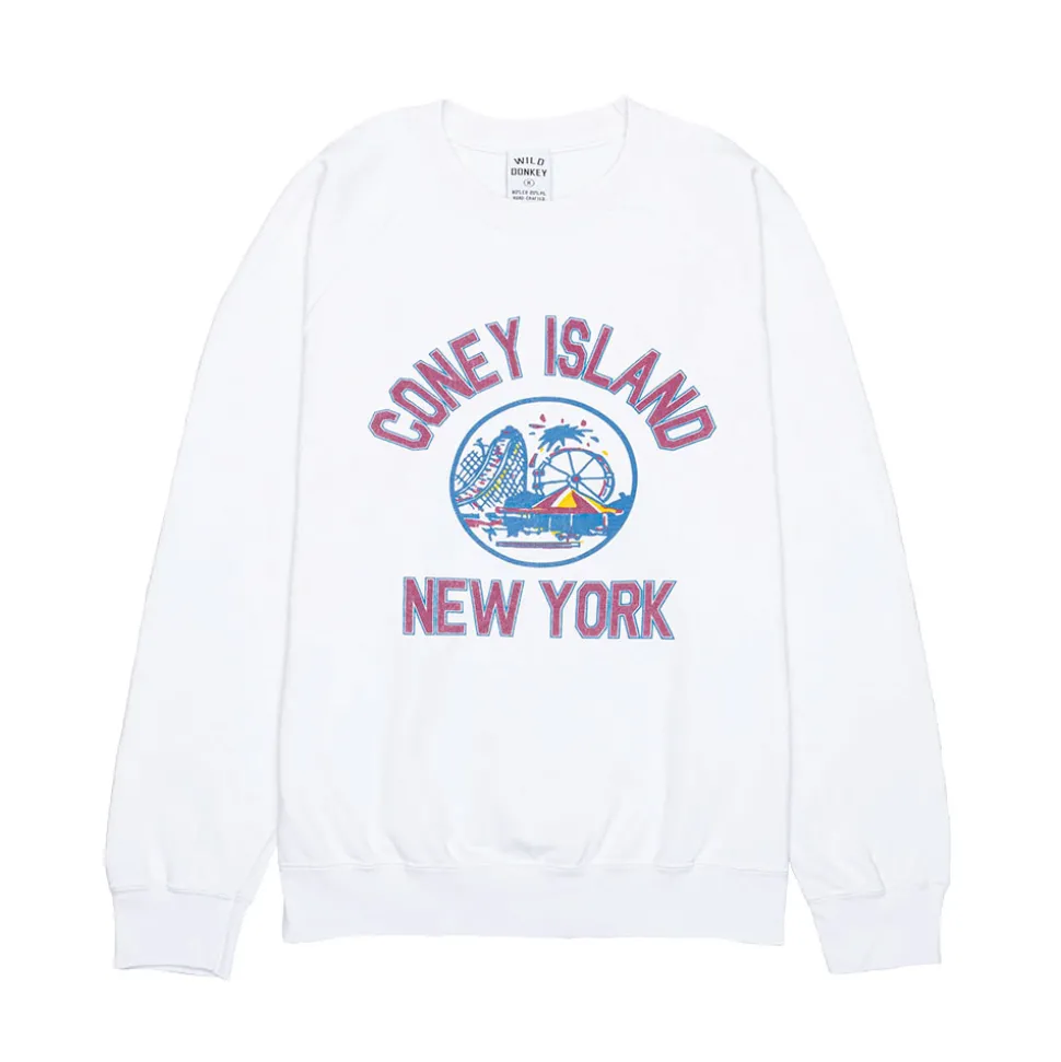 WILD DONKEY - Sweat Coney Island - Blanc< Sweats